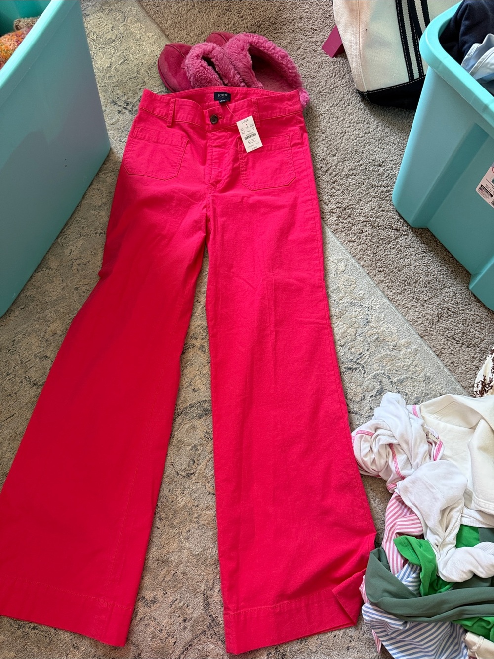 J. Crew Girls Wide-Leg Pants in Bright Pink